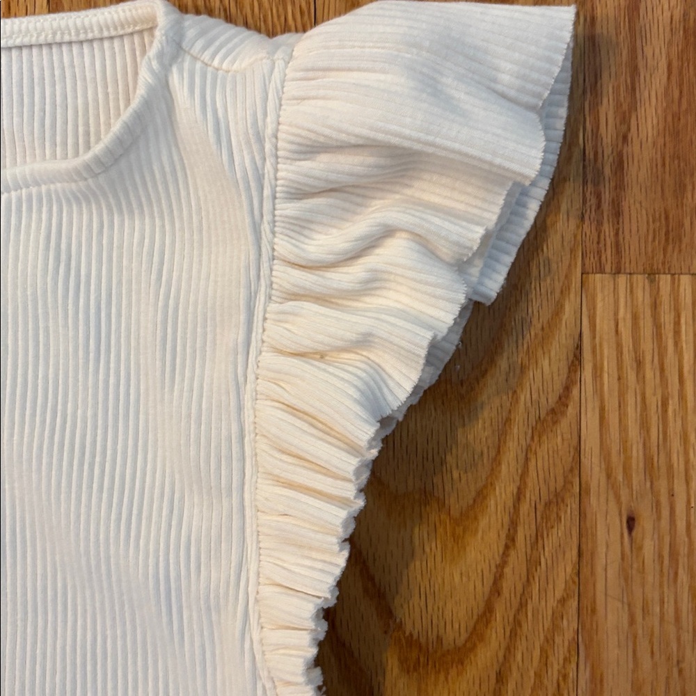 J. Crew Cream Ruffle Sleeve Tank Top - Picture 3 of 8